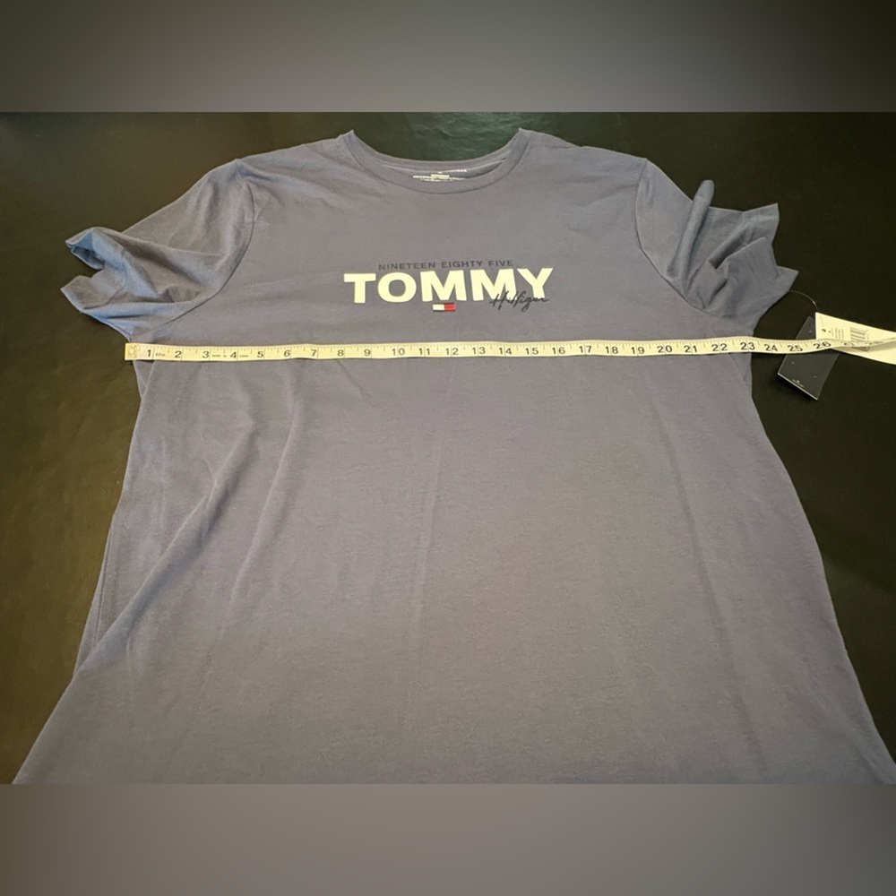 NWT Tommy Hilfiger Men's Short Sleeve T Shirt Logo Crew Neck Size L Vintage Blue - Picture 8 of 10